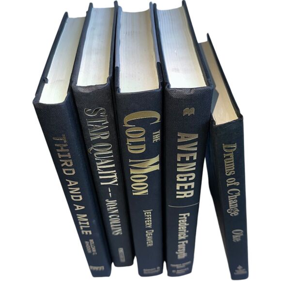 Decor Books Lot of 5 Black w/Gold Text  Hardcover Staging Set Rental Home Decor - Picture 12 of 14